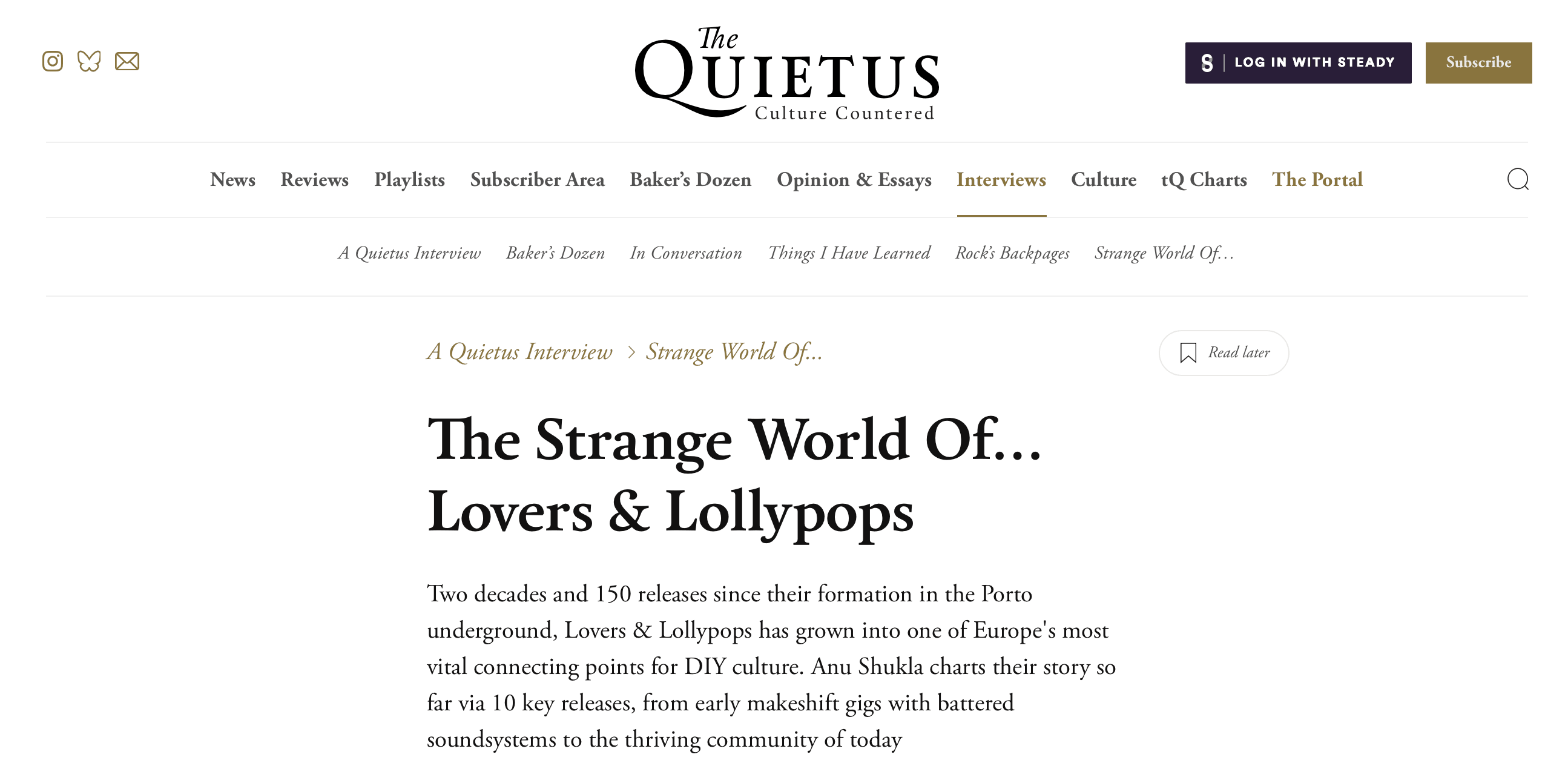 The Strange World Of… Lovers & Lollypops @ The Quietus